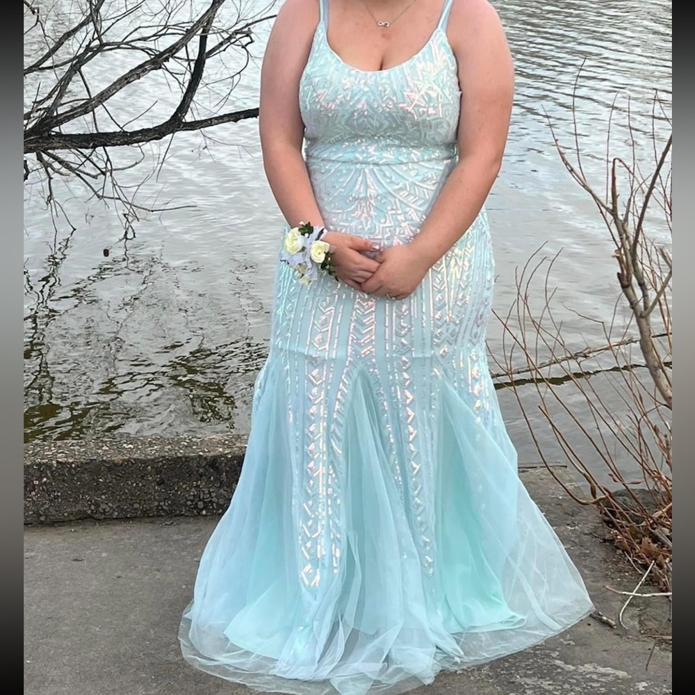 Beautiful blue tulle dress with sequins